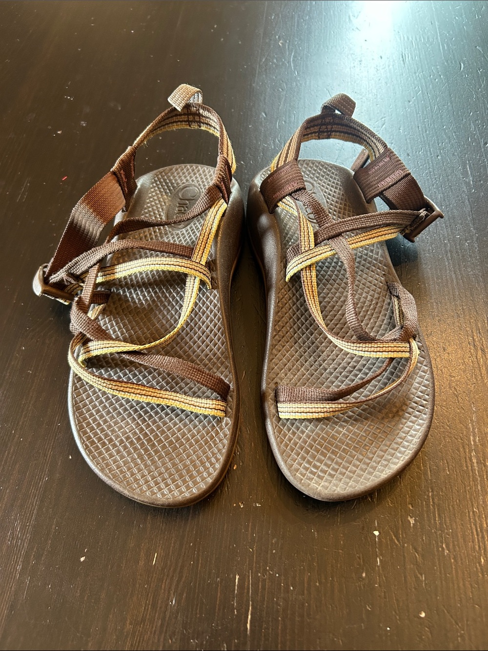 Chaco Kids Brown and Yellow Strappy Sandals